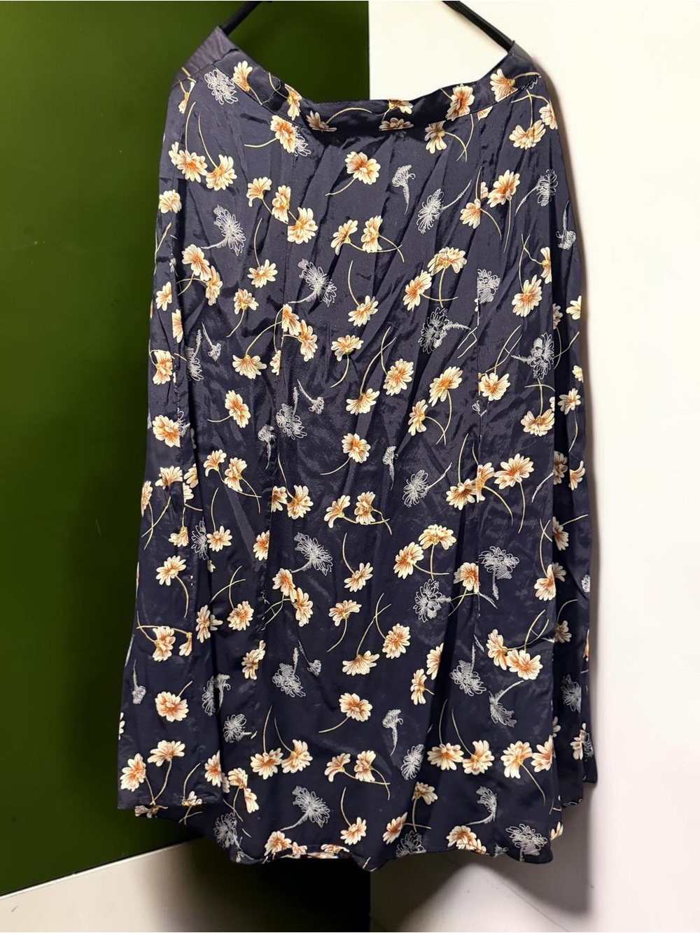 Navy Floral Maxi Skirt with Cream Daisy Print